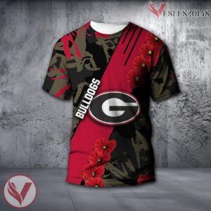 Georgia Bulldogs NCAA With Red Poppy Flower 3D Shirt, Unique Gift For Fans - Vesles2014S