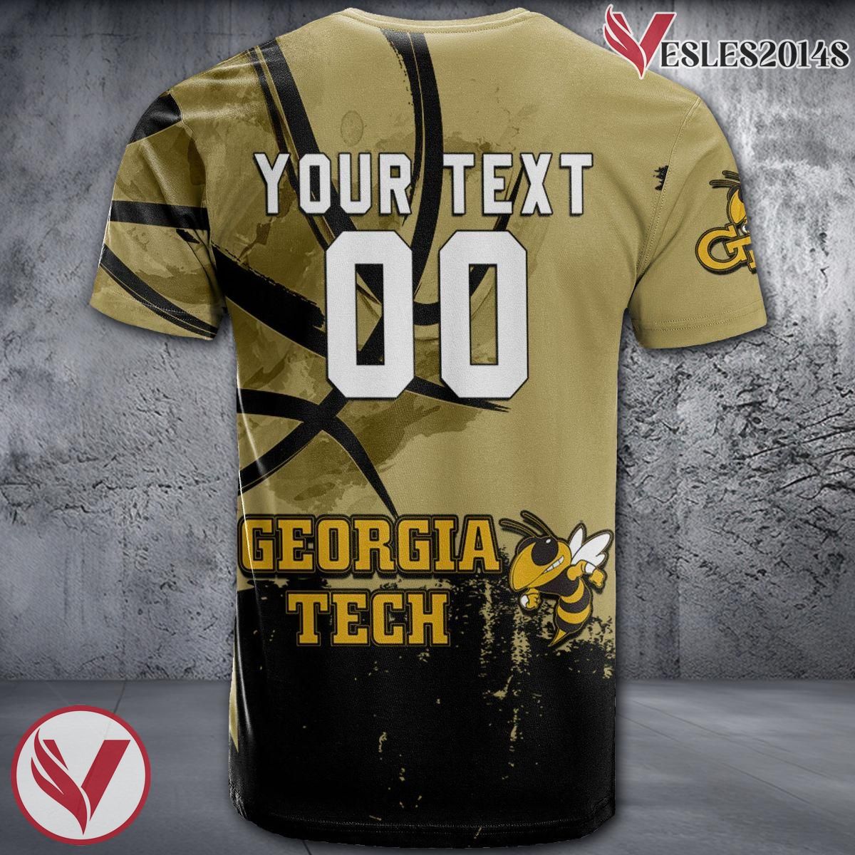 Georgia Tech Yellow Jackets Basketball Grunge Pattern Unique Personalized T Shirts - Vesles2014S 1