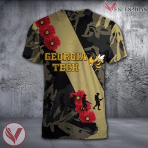 Georgia Tech Yellow Jackets NCAA With Red Poppy Flower 3D Shirt, Unique Gift For Fans - Vesles2014S 1