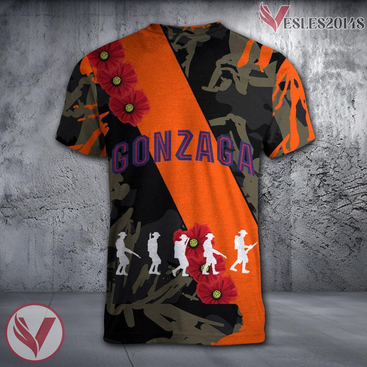 Gonzaga Bulldogs NCAA With Red Poppy Flower 3D Shirt, Unique Gift For Fans - Vesles2014S 1