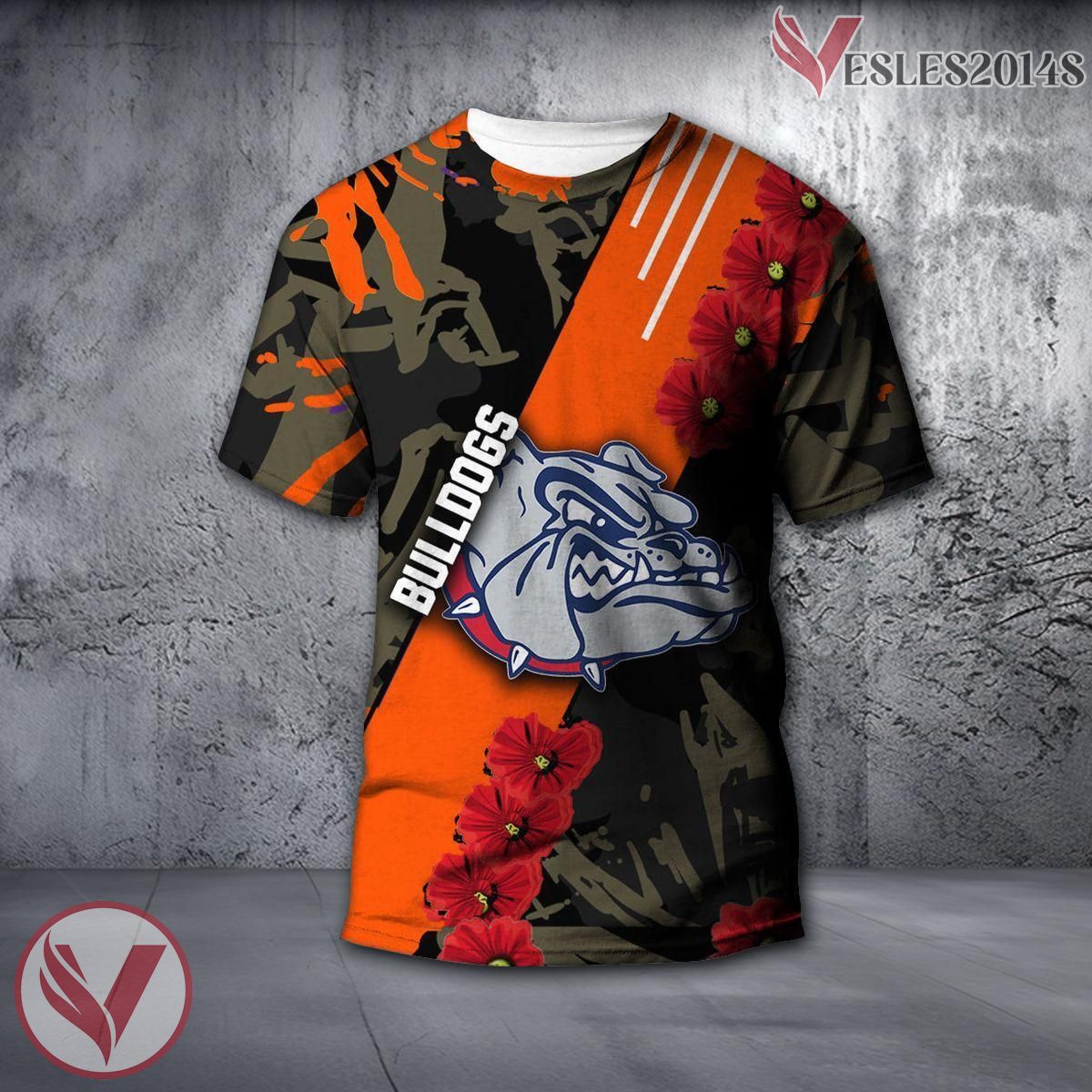 Gonzaga Bulldogs NCAA With Red Poppy Flower 3D Shirt, Unique Gift For Fans - Vesles2014S