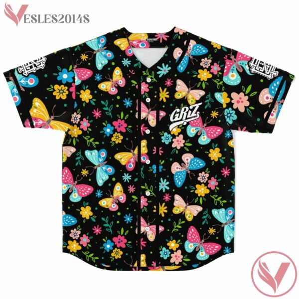 Griz Butterflies Flowery Baseball Jersey For EDM Festivals - Vesles2014s