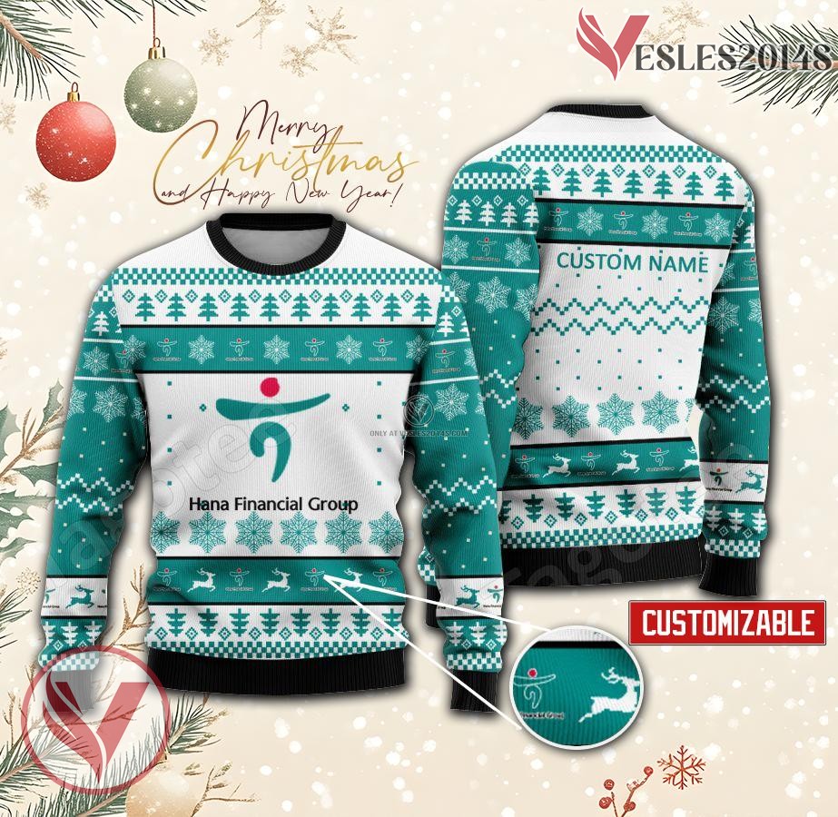 Hana Financial Group Logo Personalized Ugly Christmas Sweater, Unique Gift For Fans - Vesles2014s
