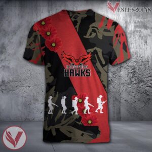 Hartford Hawks NCAA With Red Poppy Flower 3D Shirt, Unique Gift For Fans - Vesles2014S 1