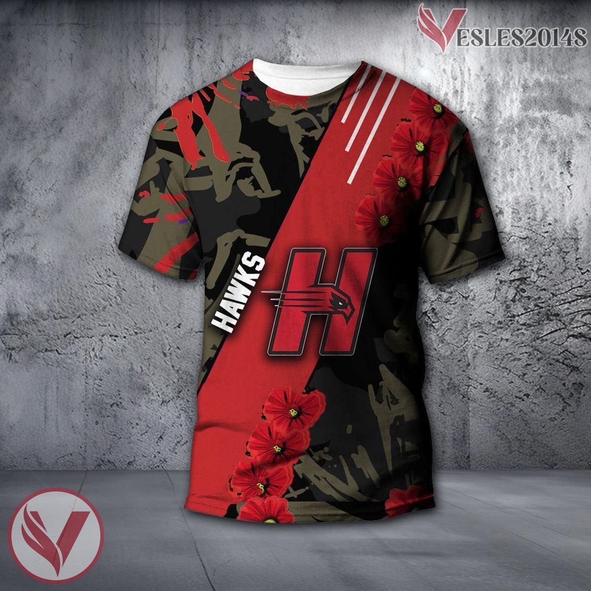 Hartford Hawks NCAA With Red Poppy Flower 3D Shirt, Unique Gift For Fans - Vesles2014S