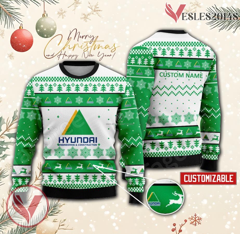 Hyundai Engineering & Construction Logo Personalized Ugly Christmas Sweater, Unique Gift For Fans - Vesles2014s