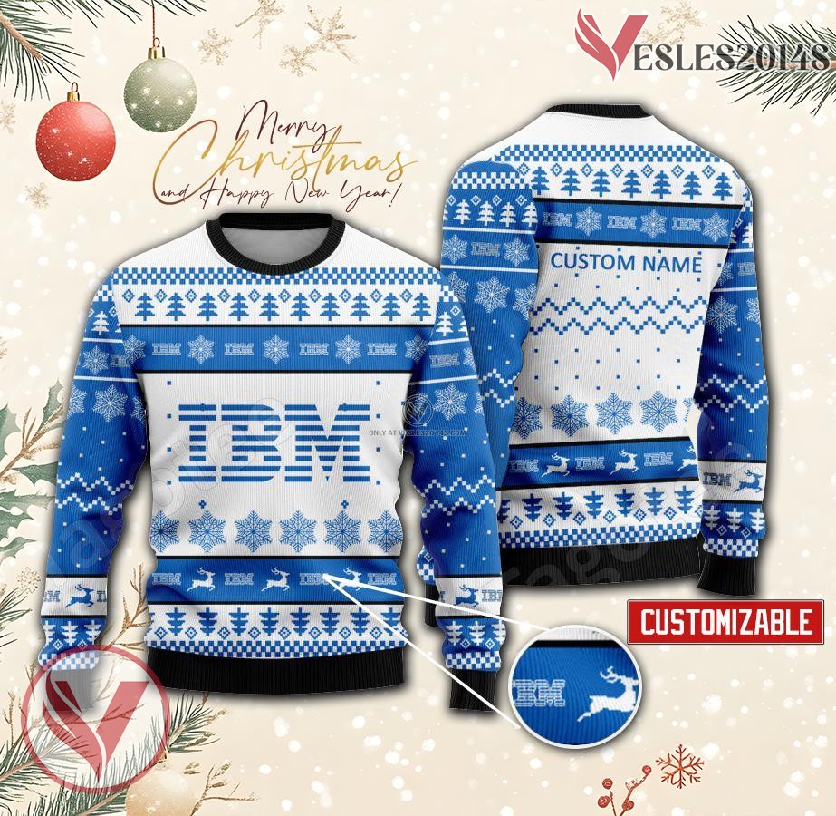 IBM Logo Personalized Ugly Christmas Sweater, Unique Gift For Fans - Vesles2014s
