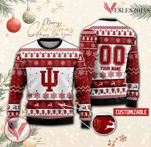 Indiana College Rugby Custom Ugly Christmas Sweater, Unique Gift For Fans - Vesles2014s