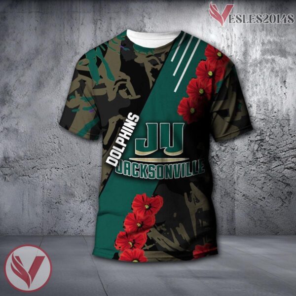 Jacksonville Dolphins NCAA With Red Poppy Flower 3D Shirt, Unique Gift For Fans - Vesles2014S
