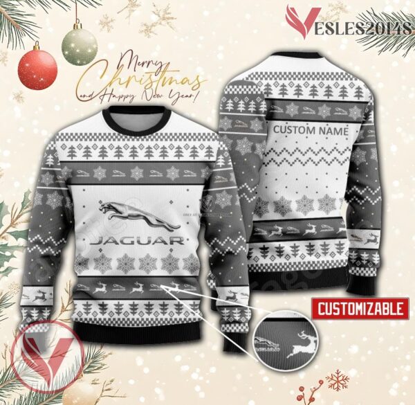 Jaguar Logo Personalized Ugly Christmas Sweater, Unique Gift For Fans - Vesles2014s