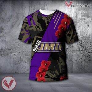 James Madison Dukes NCAA With Red Poppy Flower 3D Shirt, Unique Gift For Fans - Vesles2014S