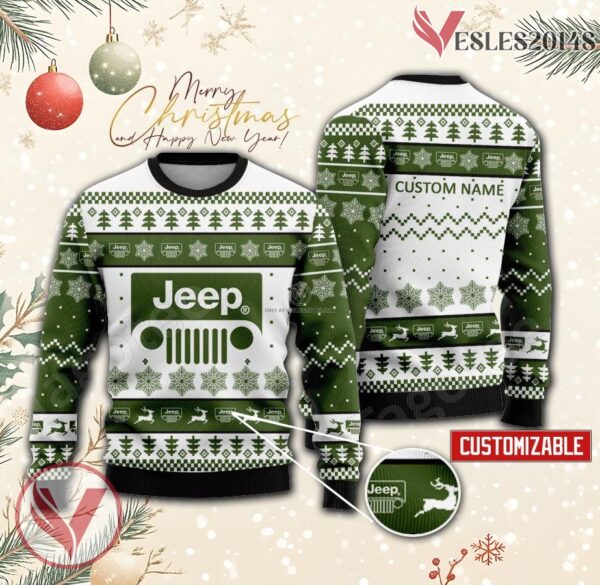 Jeep Logo Personalized Ugly Christmas Sweater, Unique Gift For Fans - Vesles2014s