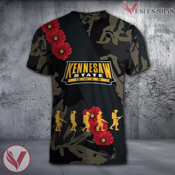 Kennesaw State Owls NCAA With Red Poppy Flower 3D Shirt, Unique Gift For Fans - Vesles2014S 1