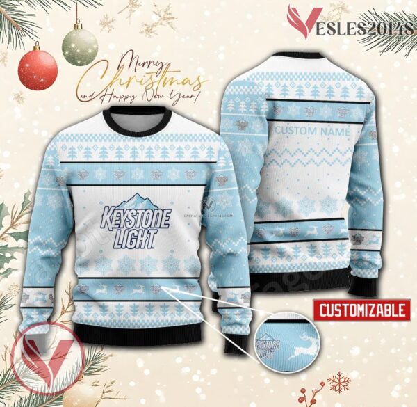 Keystone Light Logo Personalized Ugly Christmas Sweater, Unique Gift For Fans - Vesles2014s