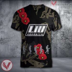 LIU Brooklyn Blackbirds NCAA With Red Poppy Flower 3D Shirt, Unique Gift For Fans - Vesles2014S 1