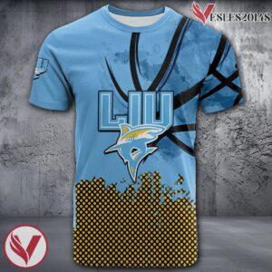 LIU Sharks Basketball Grunge Pattern Unique Personalized T Shirts - Vesles2014S