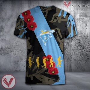 LIU Sharks NCAA With Red Poppy Flower 3D Shirt, Unique Gift For Fans - Vesles2014S 1