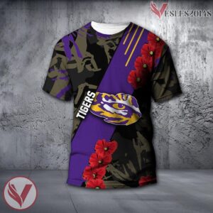 LSU Tigers NCAA With Red Poppy Flower 3D Shirt, Unique Gift For Fans - Vesles2014S