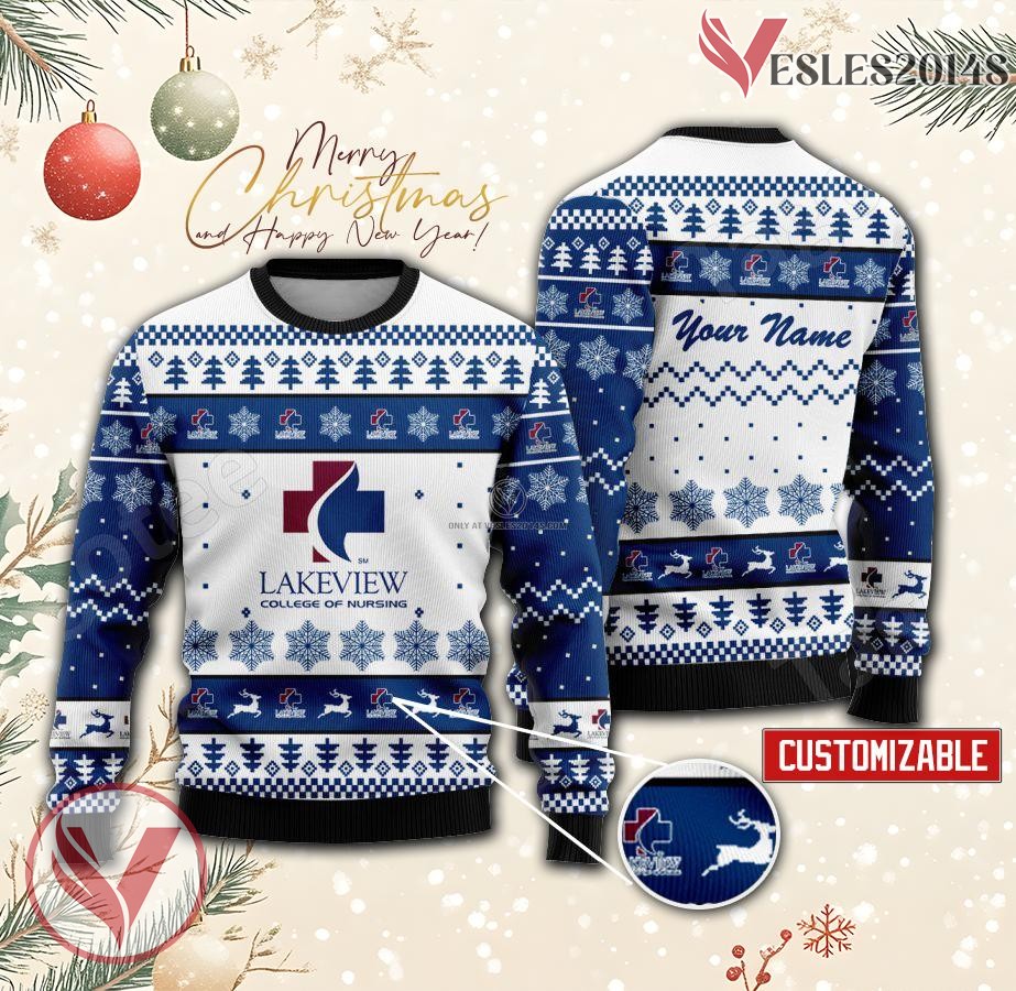 Lakeview College of Nursing Custom Ugly Christmas Sweater, Unique Gift For Fans - Vesles2014s