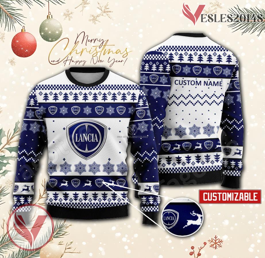 Lancia Logo Personalized Ugly Christmas Sweater, Unique Gift For Fans - Vesles2014s