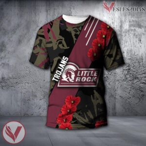 Little Rock Trojans NCAA With Red Poppy Flower 3D Shirt, Unique Gift For Fans - Vesles2014S