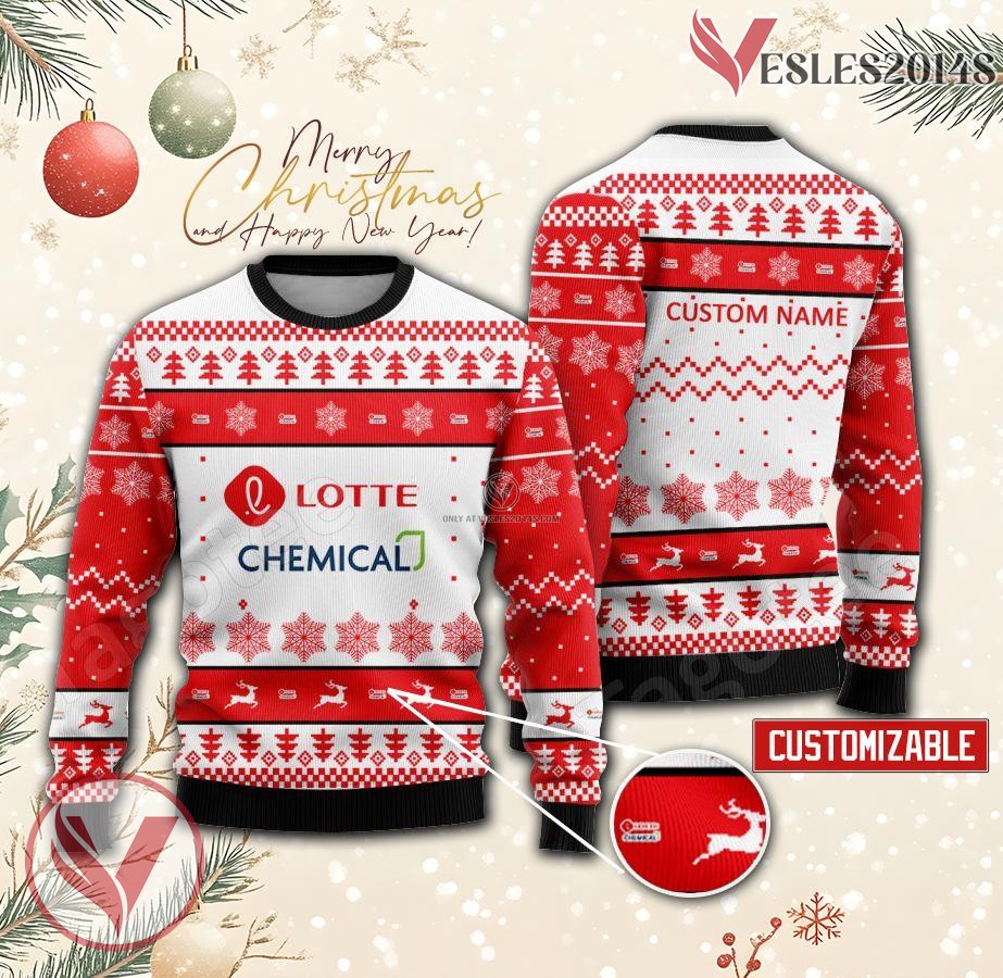 Lotte Chemical Logo Personalized Ugly Christmas Sweater, Unique Gift For Fans - Vesles2014s