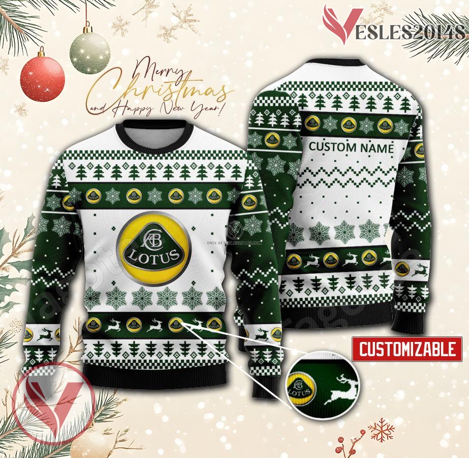 Lotus Logo Personalized Ugly Christmas Sweater, Unique Gift For Fans - Vesles2014s