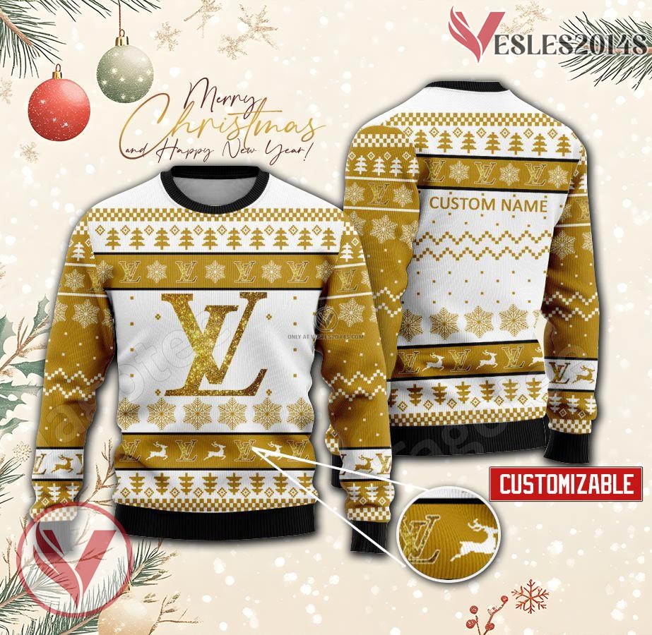 Louis Vuitton Logo Personalized Ugly Christmas Sweater, Unique Gift For Fans - Vesles2014s