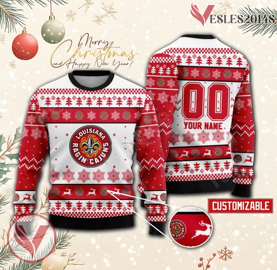 Louisiana-Lafayette College Rugby Custom Ugly Christmas Sweater, Unique Gift For Fans - Vesles2014s