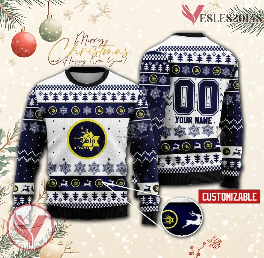 Maccabi Rishon Lezion Handball Custom Ugly Christmas Sweater, Unique Gift For Fans - Vesles2014s