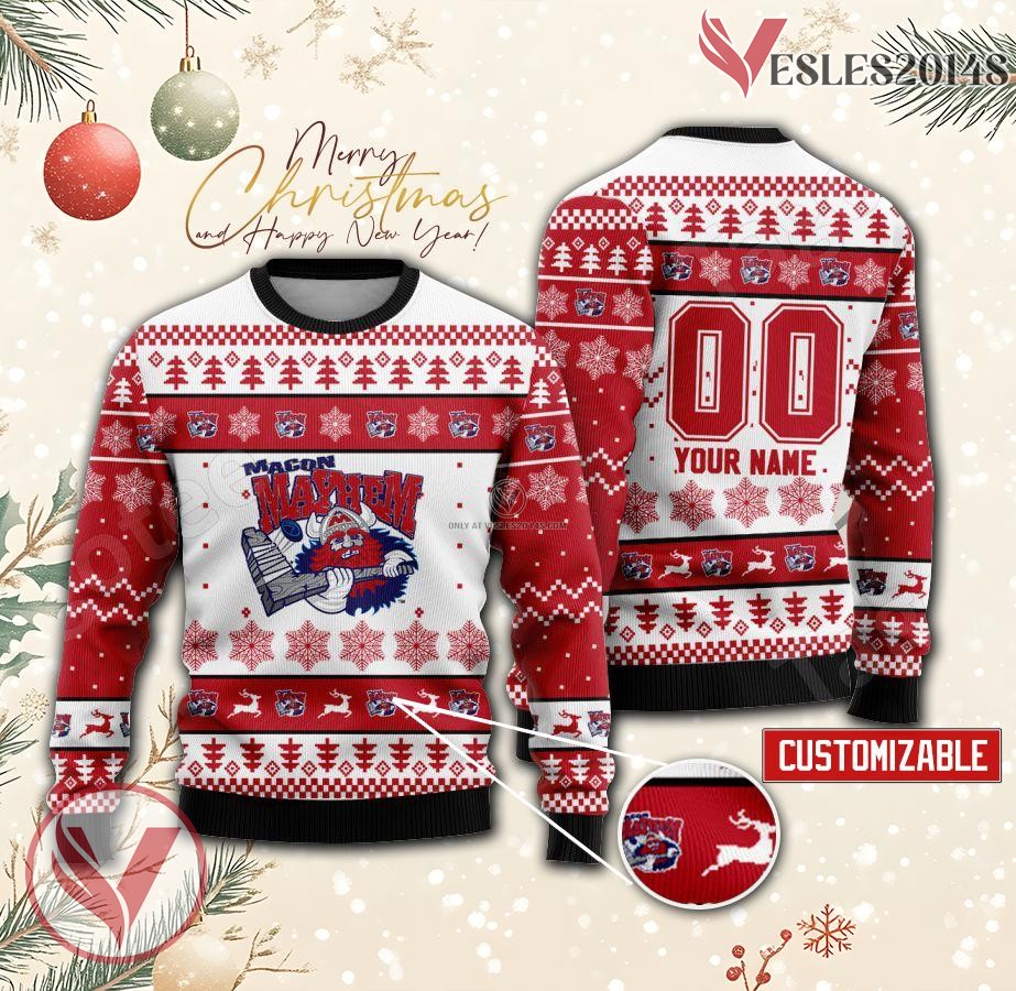 Macon Mayhem Hockey Custom Ugly Christmas Sweater, Unique Gift For Fans - Vesles2014s