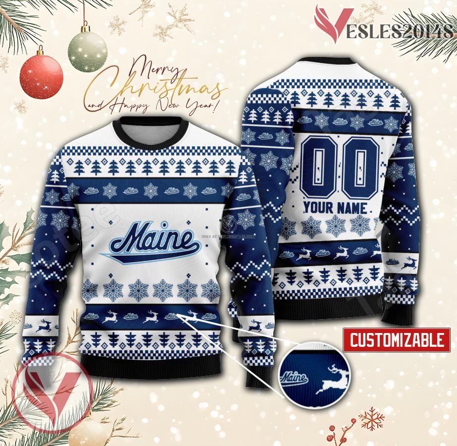 Maine Black Bears Hockey Custom Ugly Christmas Sweater, Unique Gift For Fans - Vesles2014s