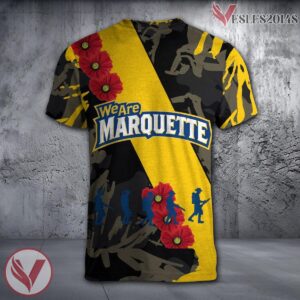 Marquette Golden Eagles NCAA With Red Poppy Flower 3D Shirt, Unique Gift For Fans - Vesles2014S 1