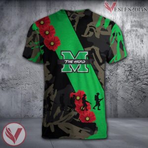 Marshall Thundering Herd NCAA With Red Poppy Flower 3D Shirt, Unique Gift For Fans - Vesles2014S 1