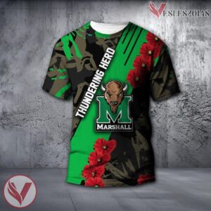 Marshall Thundering Herd NCAA With Red Poppy Flower 3D Shirt, Unique Gift For Fans - Vesles2014S