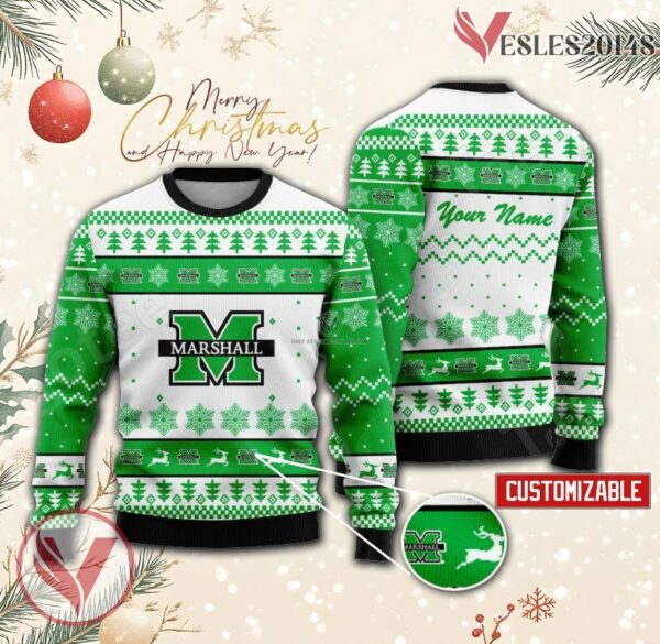 Marshall University Custom Ugly Christmas Sweater, Unique Gift For Fans - Vesles2014s