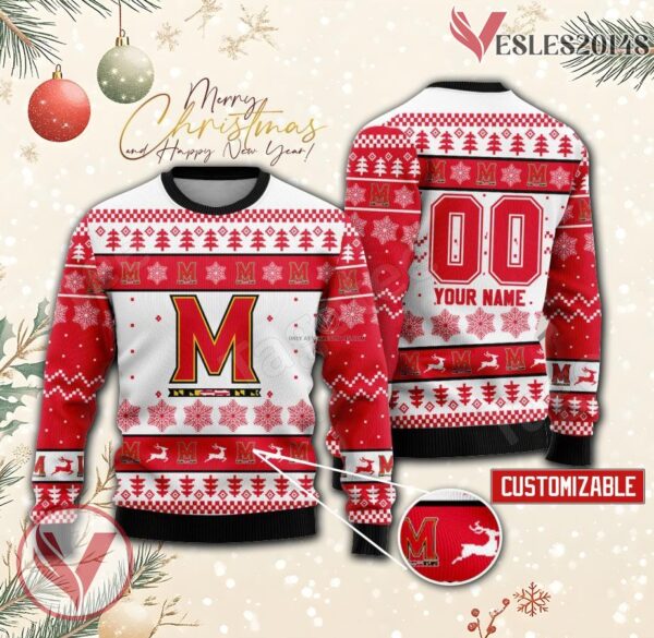 Maryland College Rugby Custom Ugly Christmas Sweater, Unique Gift For Fans - Vesles2014s