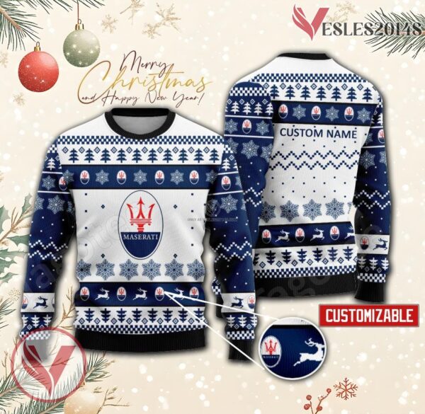 Maserati Logo Personalized Ugly Christmas Sweater, Unique Gift For Fans - Vesles2014s