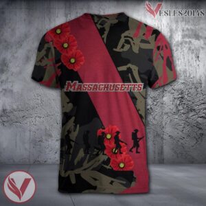 Massachusetts Minutemen NCAA With Red Poppy Flower 3D Shirt, Unique Gift For Fans - Vesles2014S 1