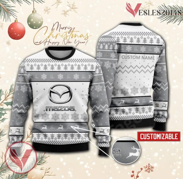 Mazda Japan Logo Personalized Ugly Christmas Sweater, Unique Gift For Fans - Vesles2014s