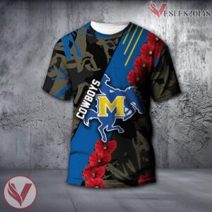 McNeese State Cowboys NCAA With Red Poppy Flower 3D Shirt, Unique Gift For Fans - Vesles2014S