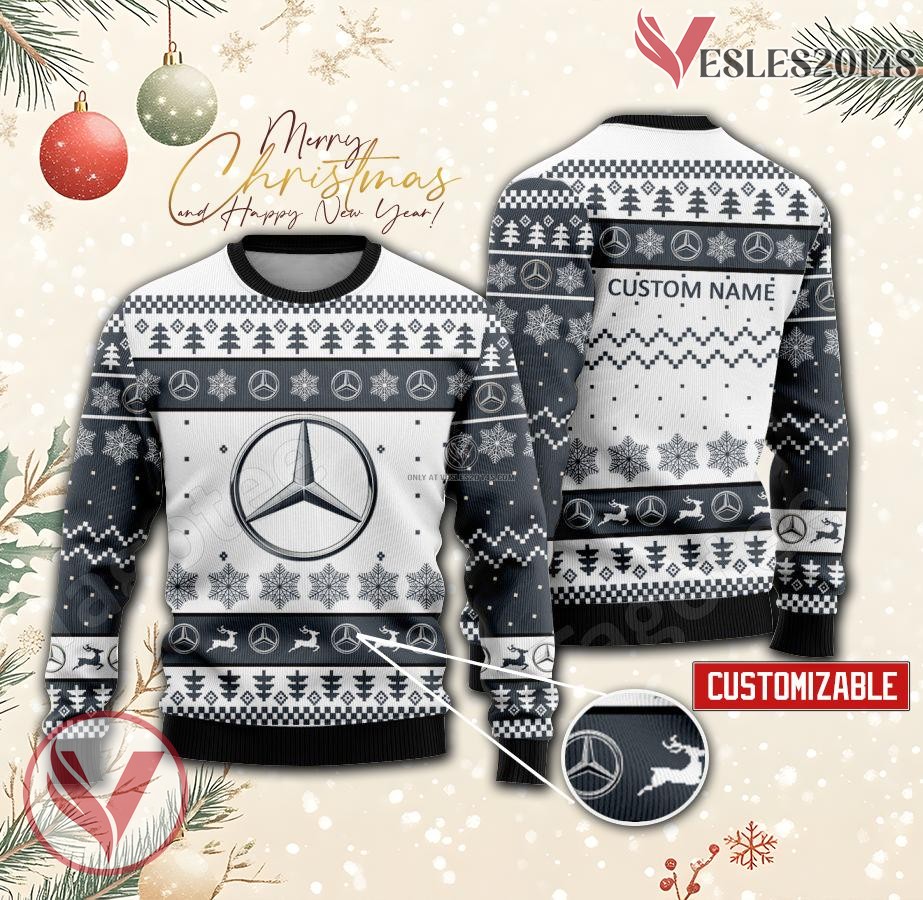 Mercedes-Benz Logo Personalized Ugly Christmas Sweater, Unique Gift For Fans - Vesles2014s