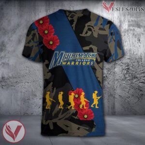 Merrimack Warriors NCAA With Red Poppy Flower 3D Shirt, Unique Gift For Fans - Vesles2014S 1