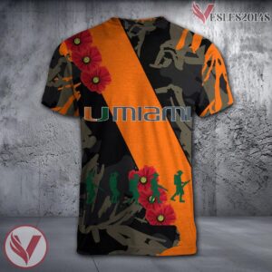 Miami Hurricanes NCAA With Red Poppy Flower 3D Shirt, Unique Gift For Fans - Vesles2014S 1