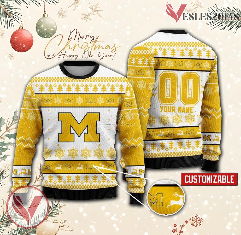 Michigan College Rugby Custom Ugly Christmas Sweater, Unique Gift For Fans - Vesles2014s