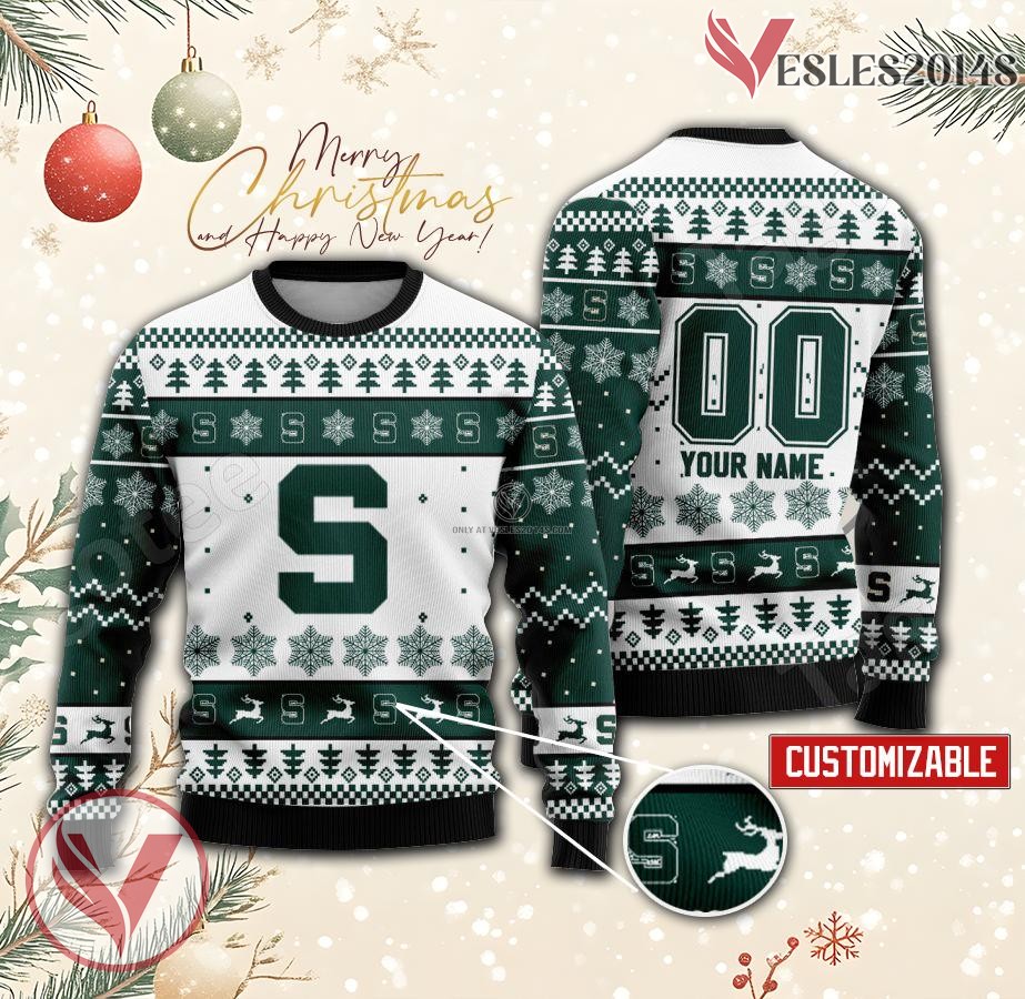Michigan State Spartans Hockey Custom Ugly Christmas Sweater, Unique Gift For Fans - Vesles2014s