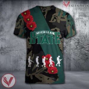 Michigan State Spartans NCAA With Red Poppy Flower 3D Shirt, Unique Gift For Fans - Vesles2014S 1