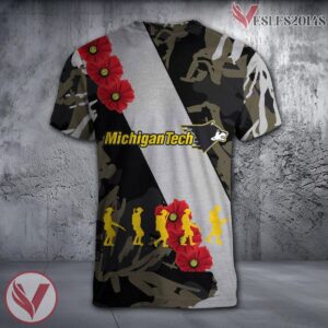 Michigan Tech Huskies NCAA With Red Poppy Flower 3D Shirt, Unique Gift For Fans - Vesles2014S 1