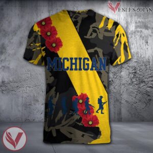 Michigan Wolverines NCAA With Red Poppy Flower 3D Shirt, Unique Gift For Fans - Vesles2014S 1