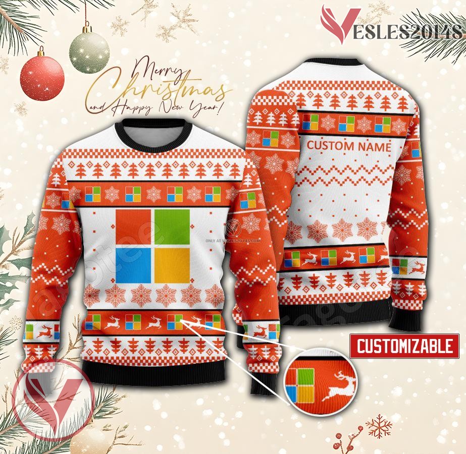 Microsoft Logo Personalized Ugly Christmas Sweater, Unique Gift For Fans - Vesles2014s